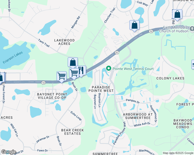 map of restaurants, bars, coffee shops, grocery stores, and more near 12014 Bayonet Lane in New Port Richey