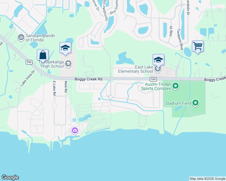 map of restaurants, bars, coffee shops, grocery stores, and more near 2804 Scenic Lane in Kissimmee