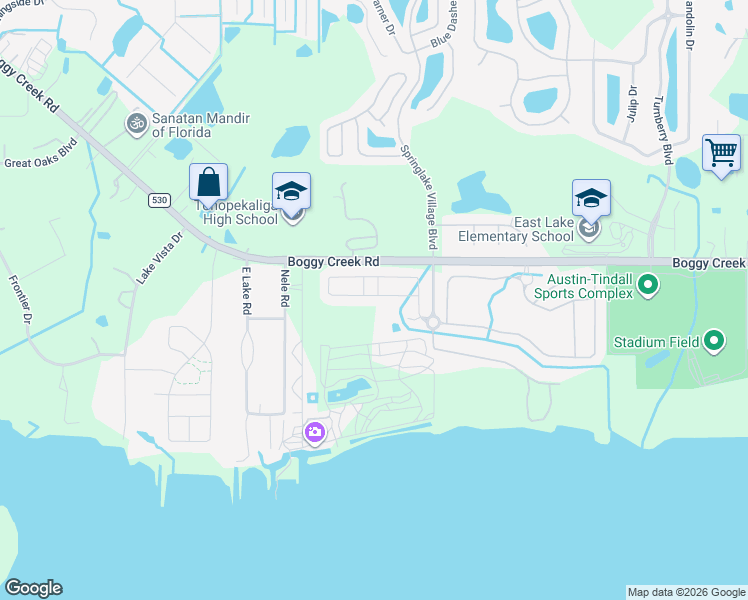 map of restaurants, bars, coffee shops, grocery stores, and more near 2875 Running Brook Circle in Kissimmee