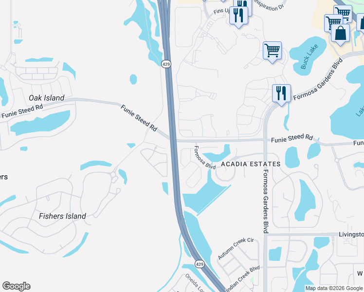 map of restaurants, bars, coffee shops, grocery stores, and more near 8117 Yellow Crane Drive in Kissimmee