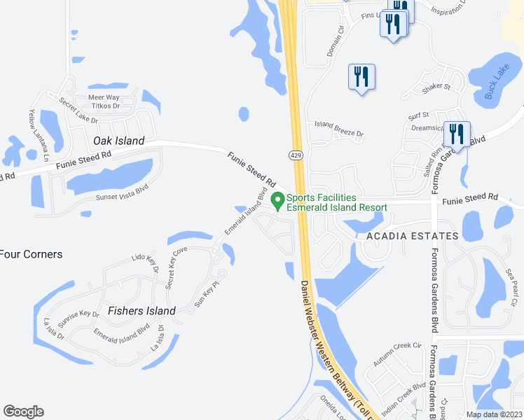 map of restaurants, bars, coffee shops, grocery stores, and more near 8423 Crystal Cove Loop in Kissimmee