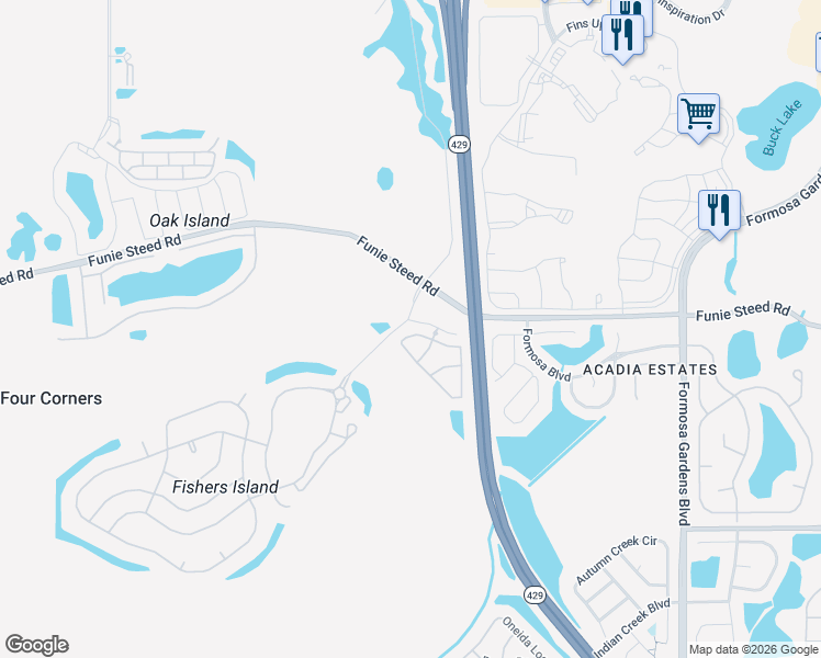 map of restaurants, bars, coffee shops, grocery stores, and more near 8423 Crystal Cove Loop in Kissimmee