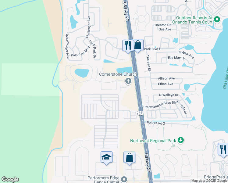 map of restaurants, bars, coffee shops, grocery stores, and more near 630 Washington Palm Loop in Davenport