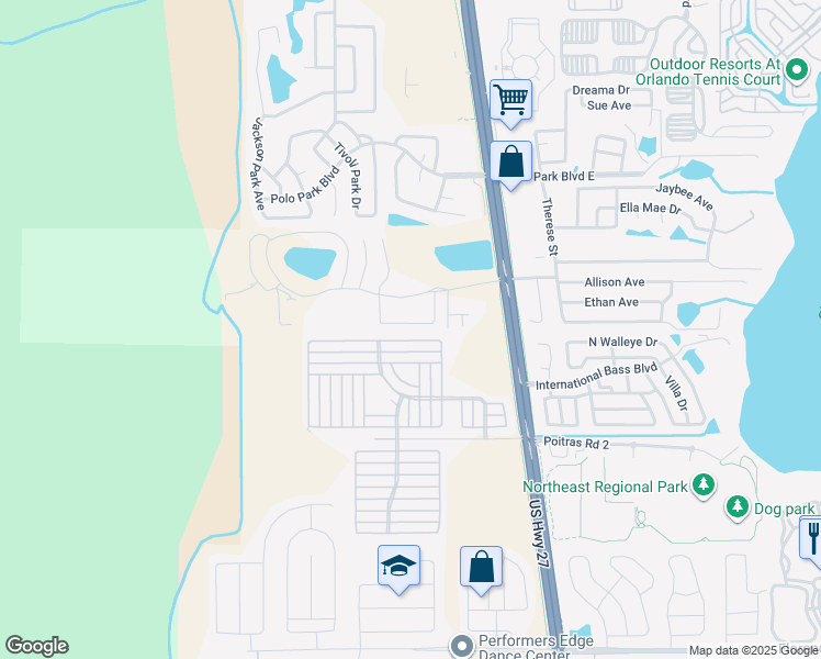 map of restaurants, bars, coffee shops, grocery stores, and more near 630 Washington Palm Loop in Davenport