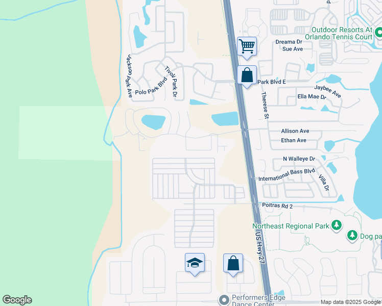 map of restaurants, bars, coffee shops, grocery stores, and more near 1038 Washington Palm Loop in Davenport