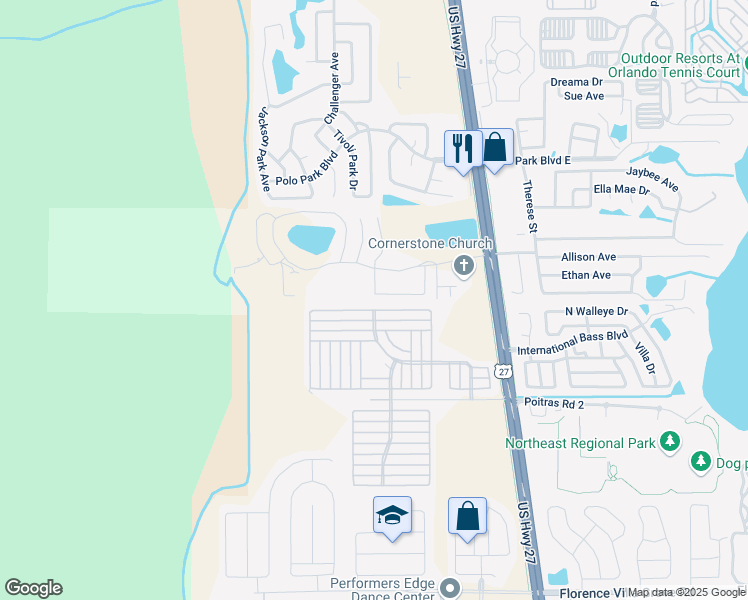 map of restaurants, bars, coffee shops, grocery stores, and more near 1028 Washington Palm Loop in Davenport