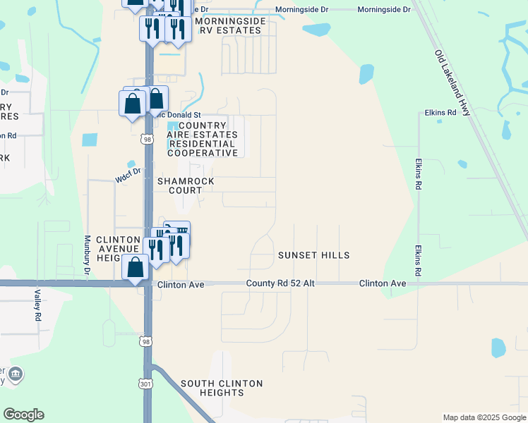 map of restaurants, bars, coffee shops, grocery stores, and more near 38434 Barrel Drive in Dade City