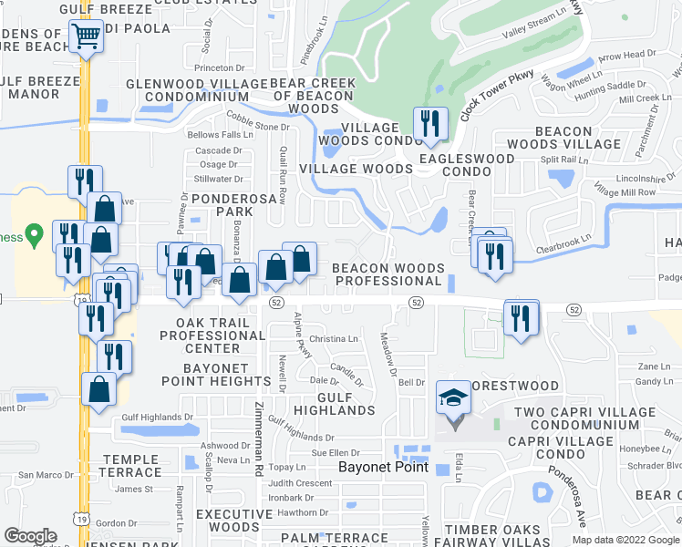 map of restaurants, bars, coffee shops, grocery stores, and more near 7638 Clifton Street in Hudson