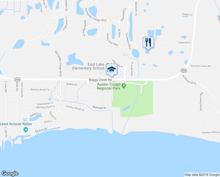 map of restaurants, bars, coffee shops, grocery stores, and more near 3888 Shoreview Drive in Kissimmee