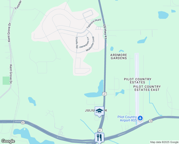 map of restaurants, bars, coffee shops, grocery stores, and more near 18858 Alfaro Loop in Spring Hill