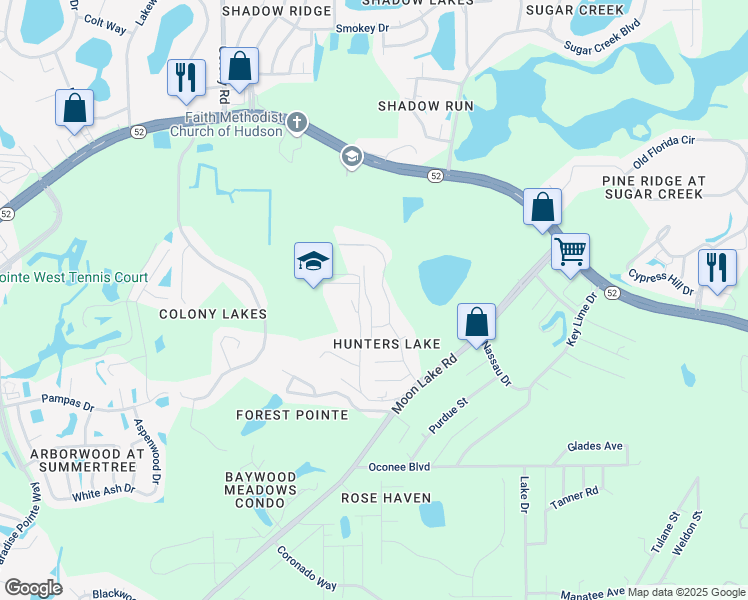 map of restaurants, bars, coffee shops, grocery stores, and more near 12030 Tasha Court in New Port Richey