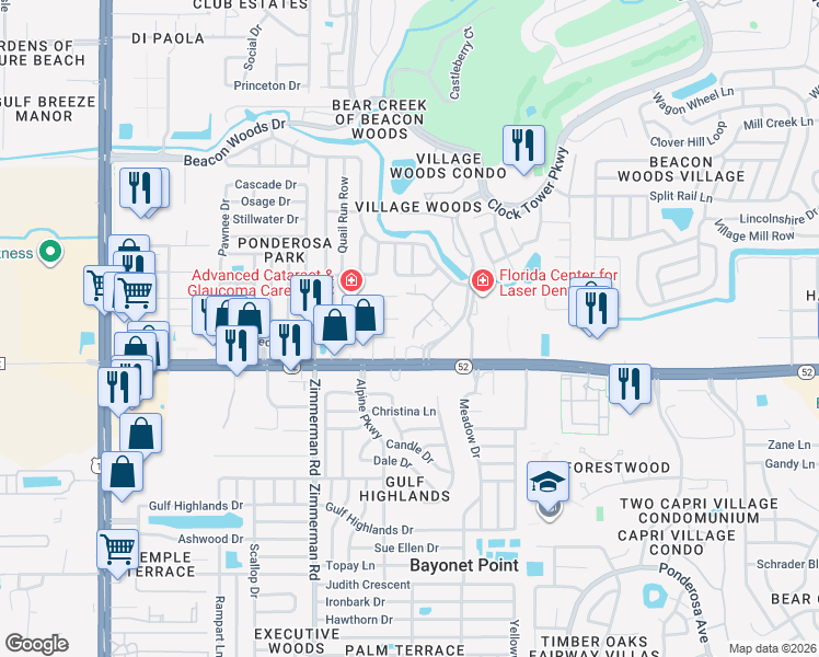 map of restaurants, bars, coffee shops, grocery stores, and more near 7638 Clifton Street in Hudson