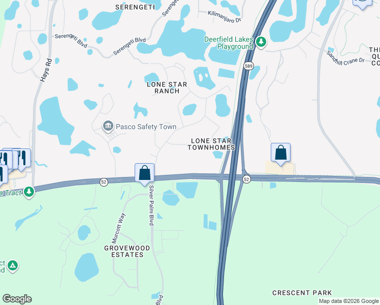 map of restaurants, bars, coffee shops, grocery stores, and more near 15714 Stable Run Drive in Spring Hill