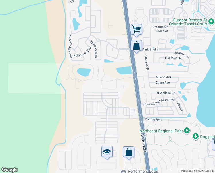 map of restaurants, bars, coffee shops, grocery stores, and more near 630 Washington Palm Loop in Davenport