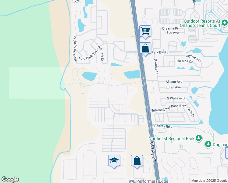 map of restaurants, bars, coffee shops, grocery stores, and more near 630 Washington Palm Loop in Davenport