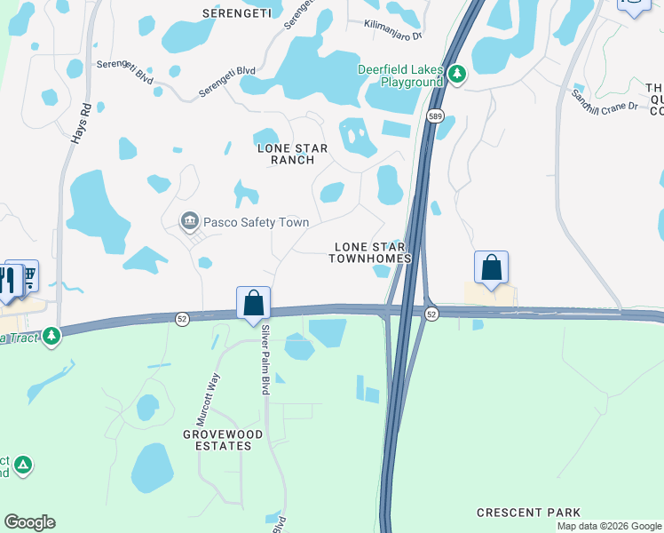 map of restaurants, bars, coffee shops, grocery stores, and more near 15714 Stable Run Drive in Spring Hill