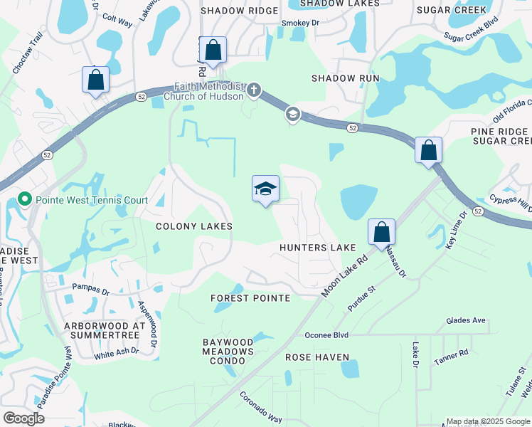 map of restaurants, bars, coffee shops, grocery stores, and more near 12019 Tree Breeze Drive in New Port Richey