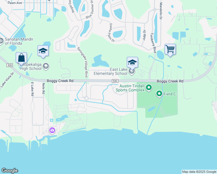 map of restaurants, bars, coffee shops, grocery stores, and more near 2839 Scenic Lane in Kissimmee