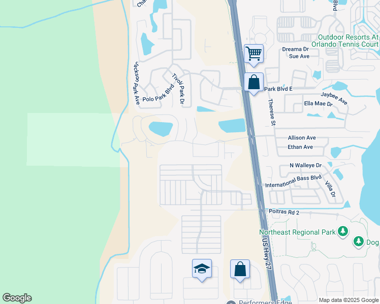 map of restaurants, bars, coffee shops, grocery stores, and more near 1202 Washington Palm Loop in Davenport