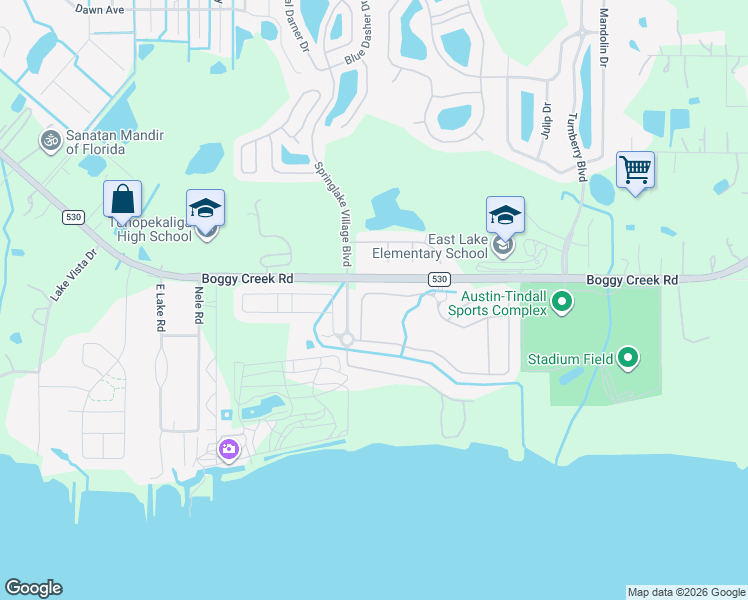 map of restaurants, bars, coffee shops, grocery stores, and more near 2821 Scenic Lane in Kissimmee
