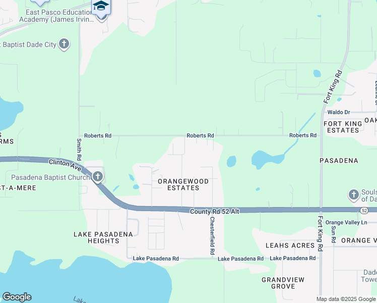 map of restaurants, bars, coffee shops, grocery stores, and more near 36322 Roberts Road in Dade City