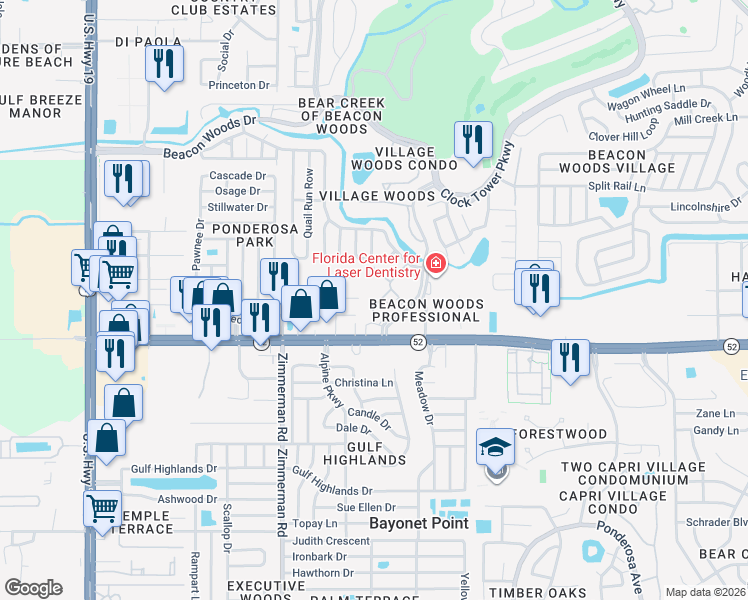 map of restaurants, bars, coffee shops, grocery stores, and more near 7638 Curtis Street in Hudson