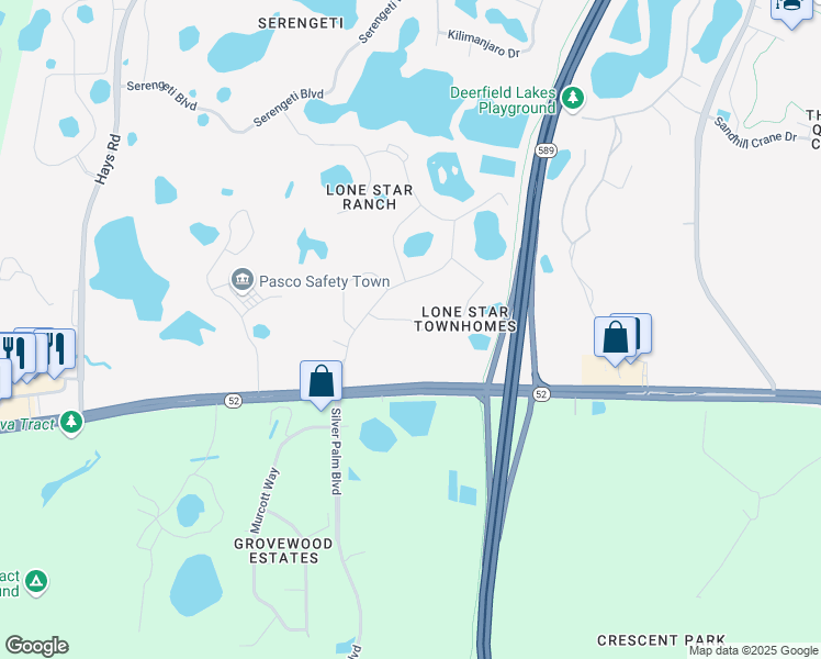map of restaurants, bars, coffee shops, grocery stores, and more near 15739 Stable Run Drive in Spring Hill