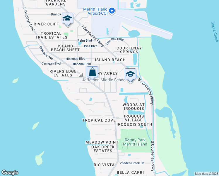 map of restaurants, bars, coffee shops, grocery stores, and more near 1377 Lenora Drive in Merritt Island