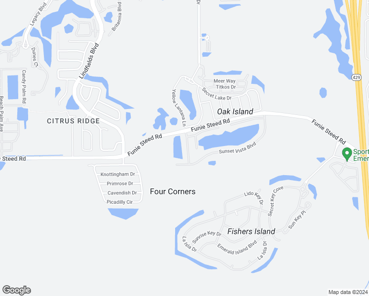 map of restaurants, bars, coffee shops, grocery stores, and more near 2916 Sunset Lakes Boulevard in Kissimmee