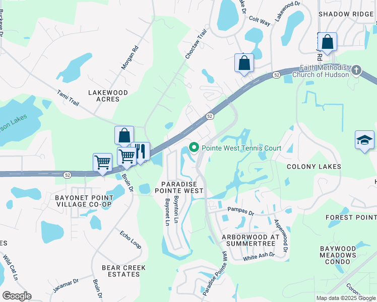 map of restaurants, bars, coffee shops, grocery stores, and more near 11330 Golf Round Drive in New Port Richey