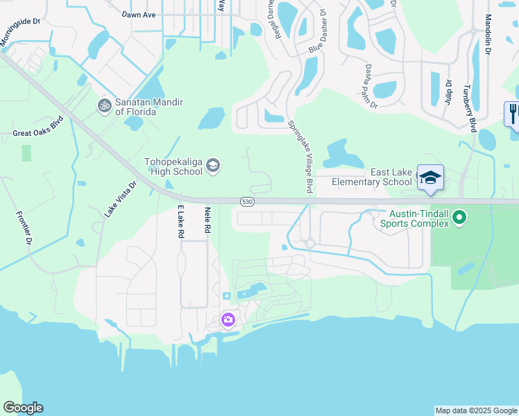 map of restaurants, bars, coffee shops, grocery stores, and more near 2837 Running Brook Circle in Kissimmee