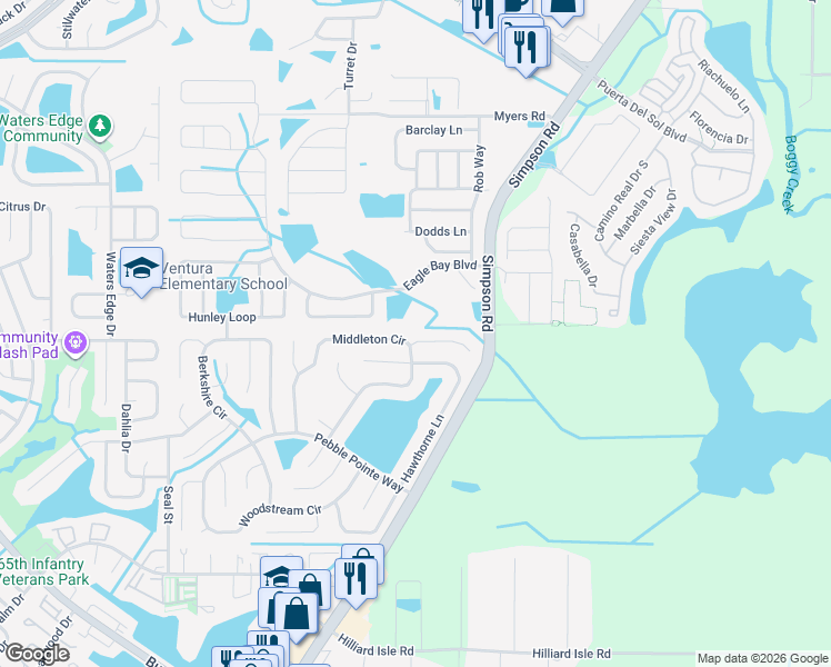 map of restaurants, bars, coffee shops, grocery stores, and more near 2703 Rismen Court in Kissimmee