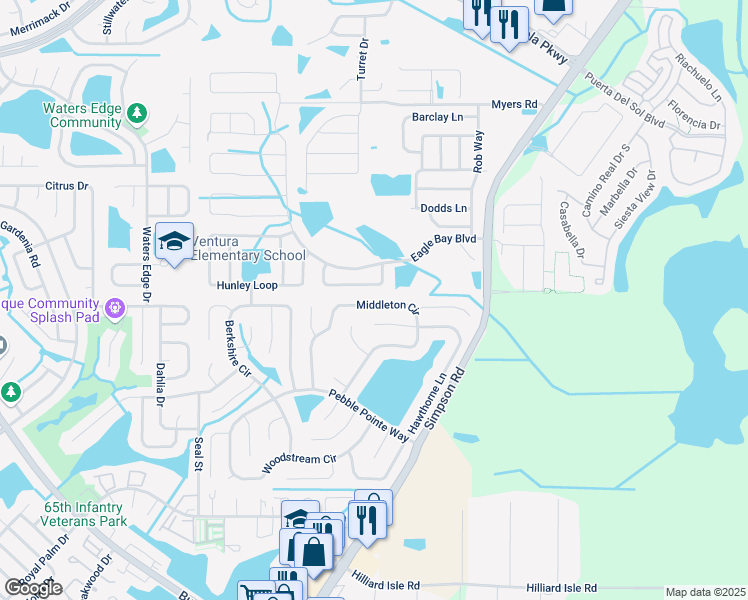map of restaurants, bars, coffee shops, grocery stores, and more near 2634 Judge Loop in Kissimmee