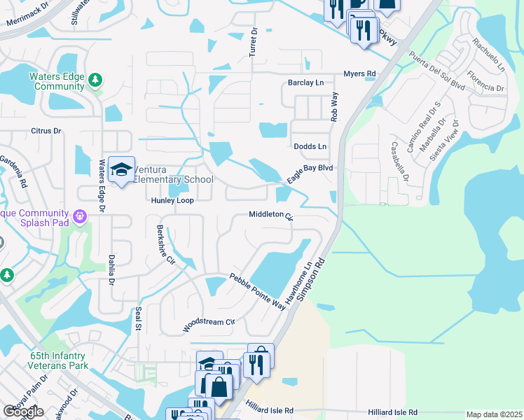 map of restaurants, bars, coffee shops, grocery stores, and more near 2634 Judge Loop in Kissimmee