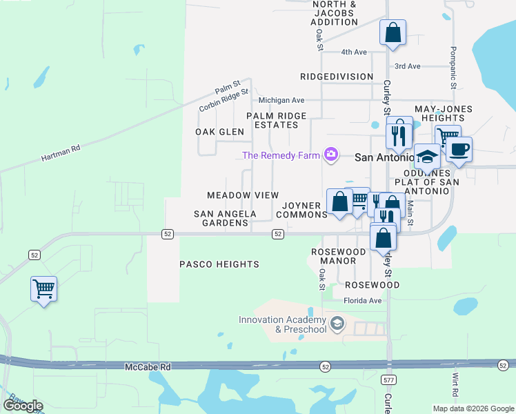 map of restaurants, bars, coffee shops, grocery stores, and more near 12046 Palm Street in San Antonio