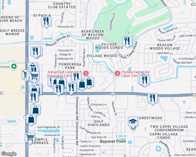 map of restaurants, bars, coffee shops, grocery stores, and more near 7638 Curtis St in Hudson