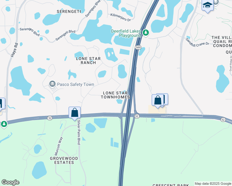 map of restaurants, bars, coffee shops, grocery stores, and more near 15802 Stable Run Drive in Spring Hill