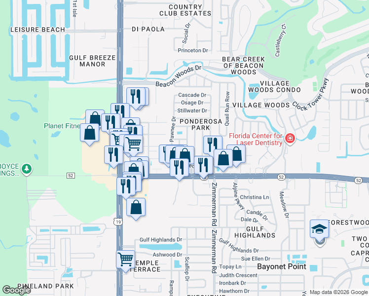 map of restaurants, bars, coffee shops, grocery stores, and more near 12111 Horseshoe Lane in Hudson