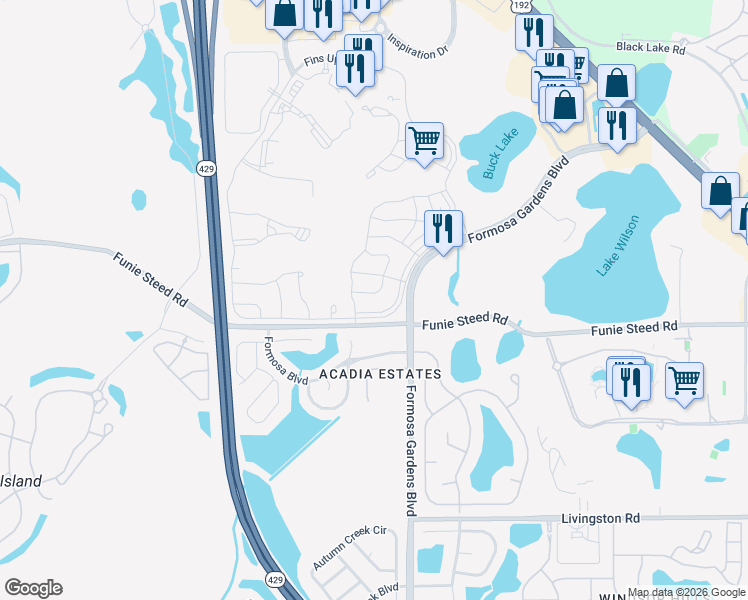 map of restaurants, bars, coffee shops, grocery stores, and more near 8035 Knee Deep Road in Four Corners