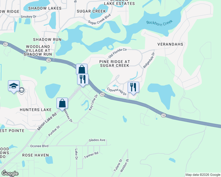 map of restaurants, bars, coffee shops, grocery stores, and more near 13103 Cypress Hill Drive in Hudson