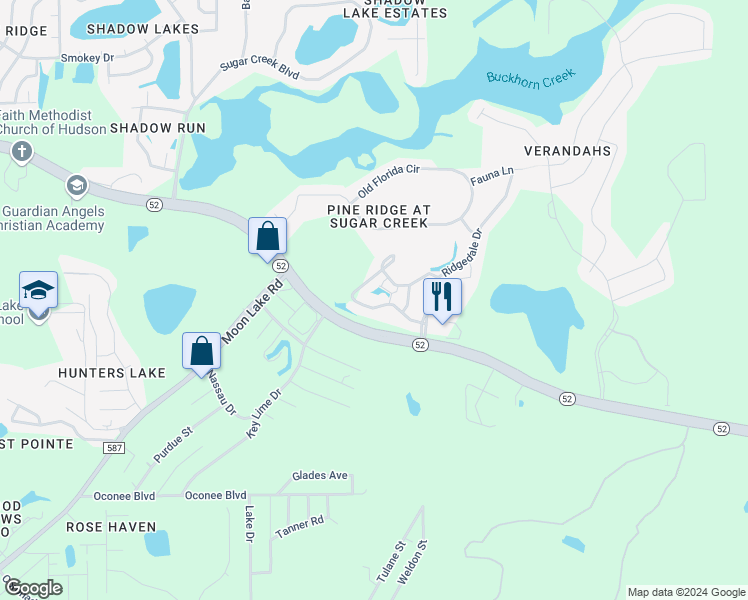 map of restaurants, bars, coffee shops, grocery stores, and more near 13103 Cypress Hill Drive in Hudson