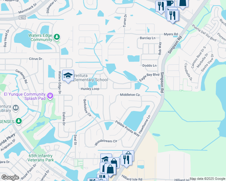 map of restaurants, bars, coffee shops, grocery stores, and more near 2610 Judge Loop in Kissimmee