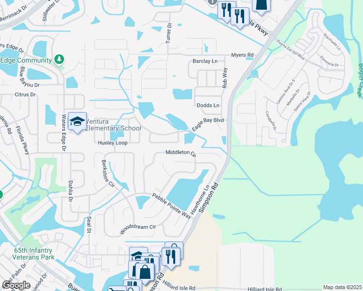 map of restaurants, bars, coffee shops, grocery stores, and more near 2634 Judge Loop in Kissimmee