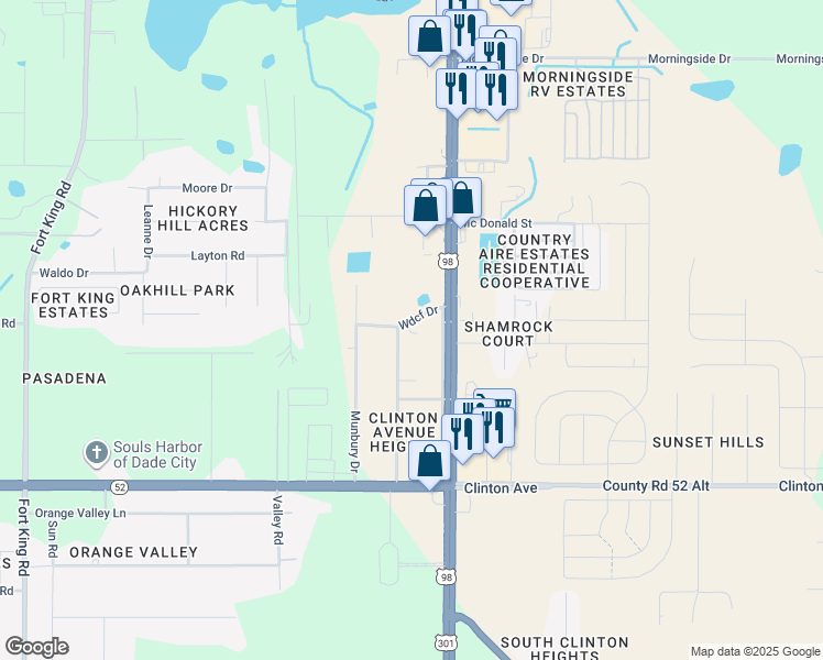 map of restaurants, bars, coffee shops, grocery stores, and more near 37854 Wdcf Drive in Dade City