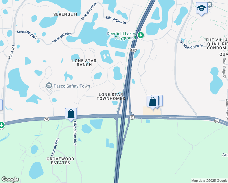 map of restaurants, bars, coffee shops, grocery stores, and more near 15802 Stable Run Drive in Spring Hill