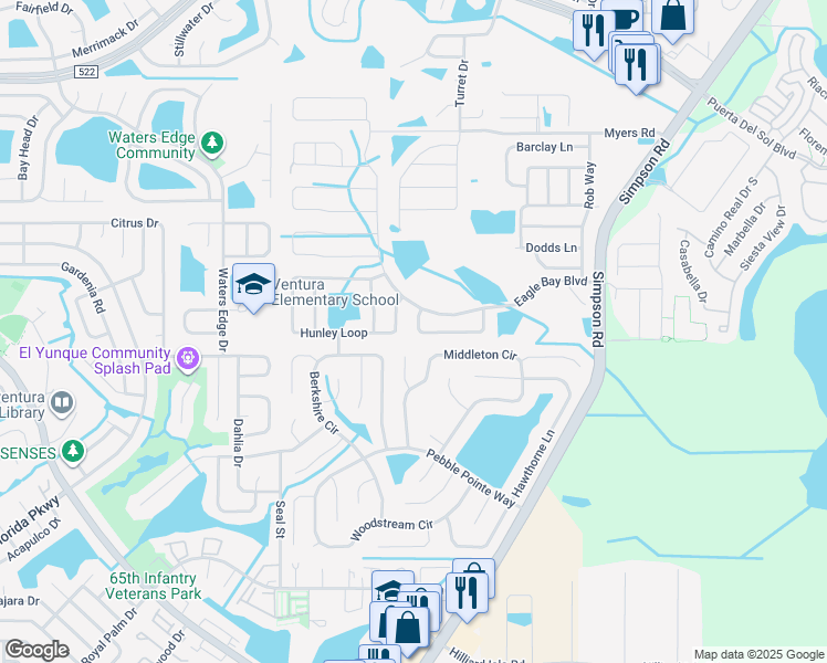 map of restaurants, bars, coffee shops, grocery stores, and more near 2610 Judge Loop in Kissimmee