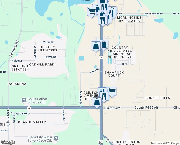 map of restaurants, bars, coffee shops, grocery stores, and more near 12053 Carmen Avenue in Dade City