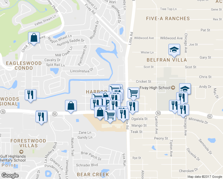 map of restaurants, bars, coffee shops, grocery stores, and more near in Bayonet Point