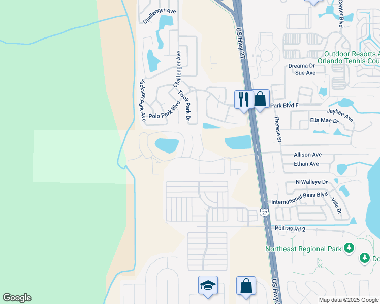 map of restaurants, bars, coffee shops, grocery stores, and more near 103 Coconut Palm Way in Davenport