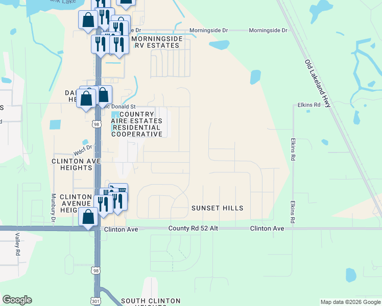 map of restaurants, bars, coffee shops, grocery stores, and more near 12090 Hilltop Farms Drive in Dade City